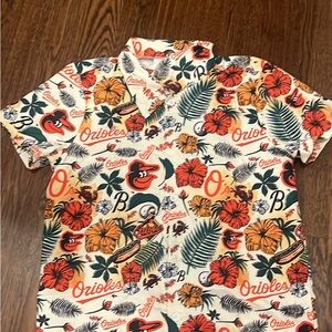 Baltimore Orioles Cream Floral Short-Sleeve Button-Down Shirt